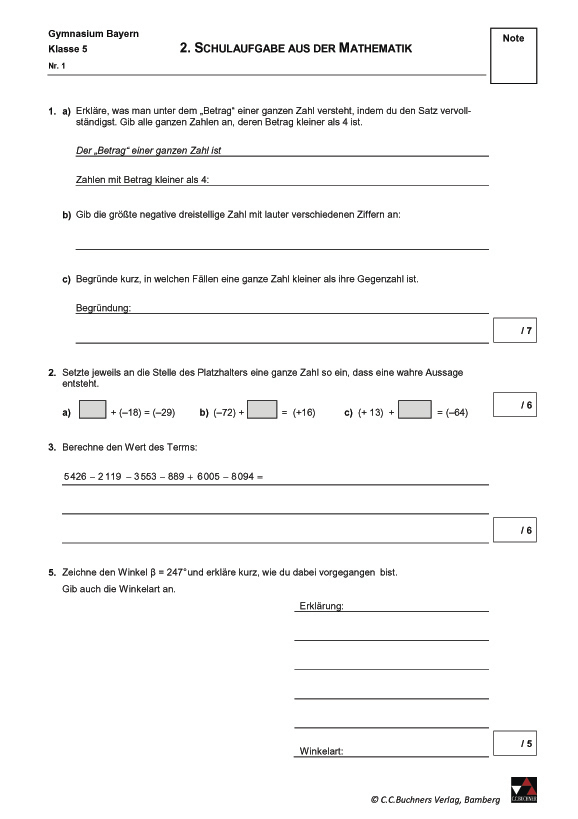 Wie Viele Schulaufgaben Darf Man In Einer Woche Schreiben Schulaufgaben Mathematik 5. Klasse Gymnasium Bayern, PDF, Mathematik